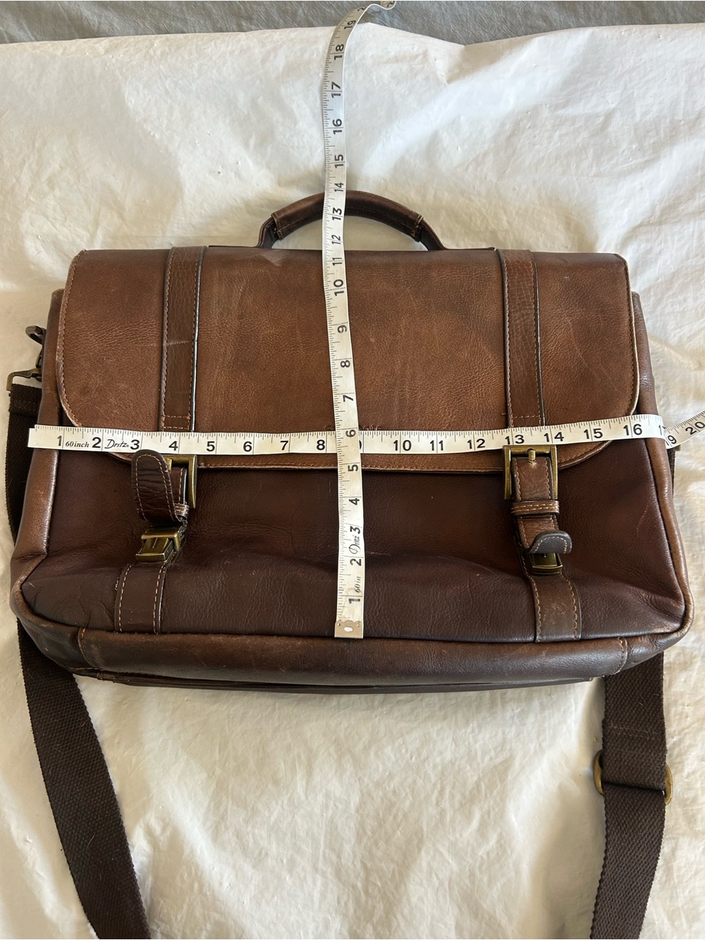Samsonite Vintage Two-tone Brown Leather Flap-Over Messenger Bag Briefcase - Picture 15 of 16